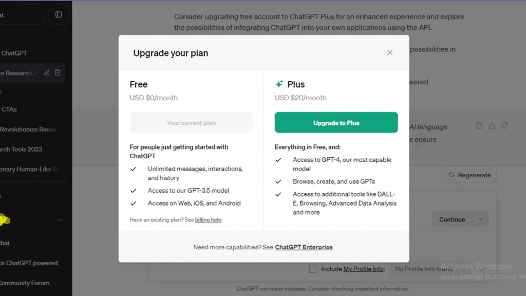 ChatGPT Upgrade Price