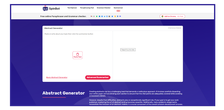 AI Tools for Abstract Writing - Spinbot